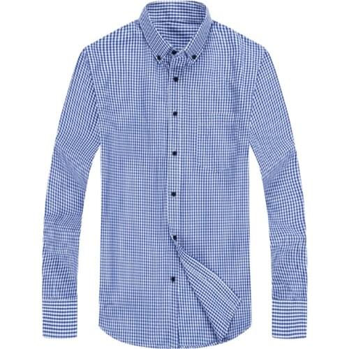 Men Plaid Long Sleeve Casual Korean Shirt Blusas Blouse Camisa Masculina Bluzki Bluzka Cotton Vestidos Casuales Plus Size Xadrez