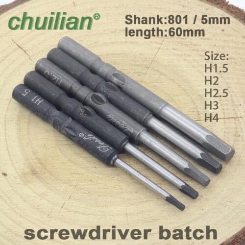 801 Strengthen Magnetic Hexagon Screwdriver Bit 5mm Round Shank Screwdrier Drive Power Drill Bit Set Tools 60mm Long