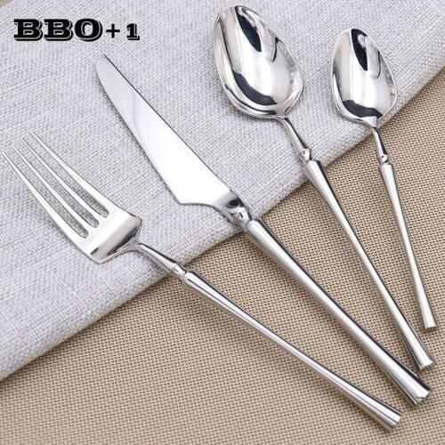4pcs Sliver Dinner set Stainless Steel Luxury Cutlery dinnerware set Mirror Polishing Tableware steak knives Fork Set