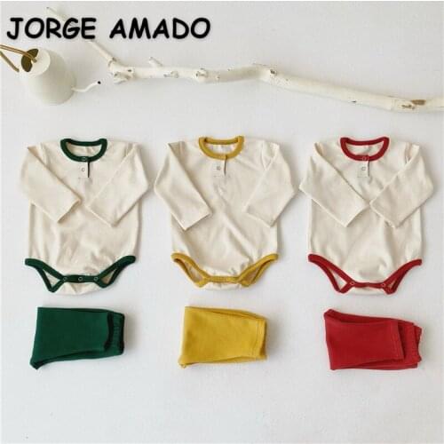 2021 Spring New Baby Pajamas Long Sleeve Cotton Bodysuit+long Pants Homewear Girl Boy Outfits E2509