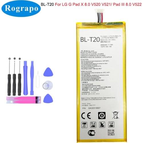 New 3.8V 4650mAh BL-T20 BL T20 Li-Polymer Battery For LG G Pad X 8.0 , V520 , V521 Tablet PC Rechargeable Accumulator +Tools