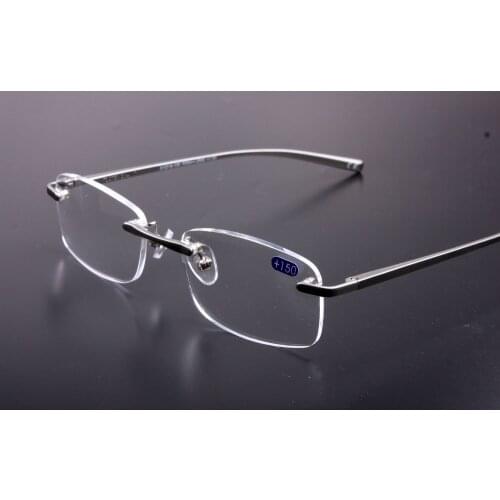 Aluminum Alloy Rimless Reading Glasses Women Men Older HD Resin Lens Presbyopia Glasses Gafas De Lectura Readers