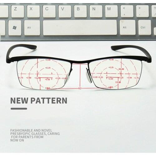 CLARA VIDA 360 Ring Focus Anti-blue Light Ultra-light Multi-focal Reading Glasses Halfrim Men Women +1.0 +1.5 +2.0 To +4.0