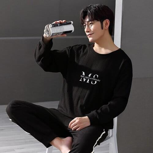 Autumn Winter Male Long Sleeve Pajama Sets Casual Striped Lounge Set Comfortable Soft Sleepwear Pijama Plus Size Pajamas for Men