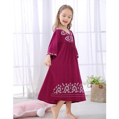 Autumn Baby Long Girls Nightgown Vintage Royal Long-sleeve Kids Nightdress Princess Home Wear Sweet Cotton Children Sleepwear