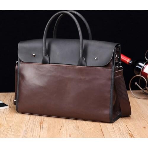 Mens Office Messenger Briefcase Male Vintage Fashion Leather Bags Large Capacity Laptop HandBag Business Shouder Bags XA655ZC