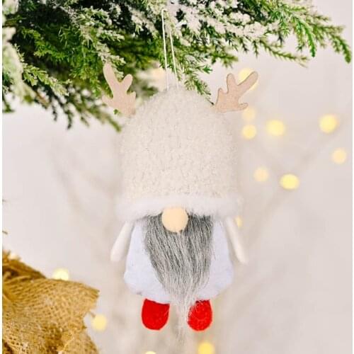 Christmas Tree Hanging Gnome Ornaments Set of 4 Elk Faceless Doll Swedish Handmade Plush Gnomes Elf Home Holiday Decor