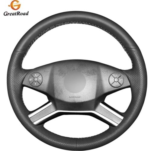 Hand-stitched BlackGenuine leather Anti-slip Car Steering Wheel Cover for Mercedes Benz M-Class 2009-2011 R-Class 2010