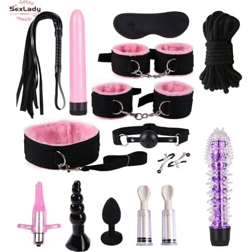 Sex Products Erotic Toys Adults Handcuffs Sex Whip Bdsm Bondage Butt Anal Plug Slave Games Nipple Clamps Gag Rope Toys Couples