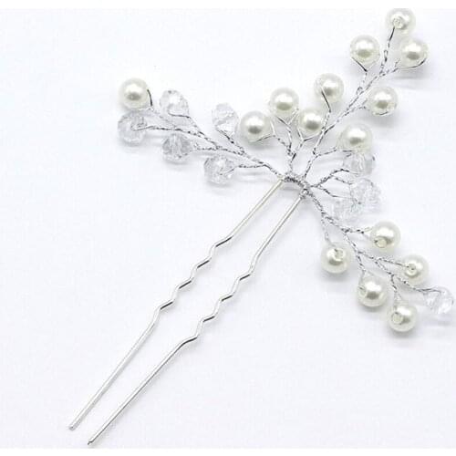 Bridal Crystal Pearl Flower Hair Pins Wedding Party Elegant Hairpins Bridesmaid Bride Headpiece Hair Jewelry Accessories