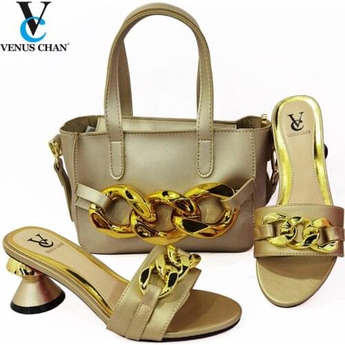 Fashion Shoes with Matching Bags with Metal Nigerian Women Party Pumps Shoes and Bag for Party Wedding Luxery Shoes Women