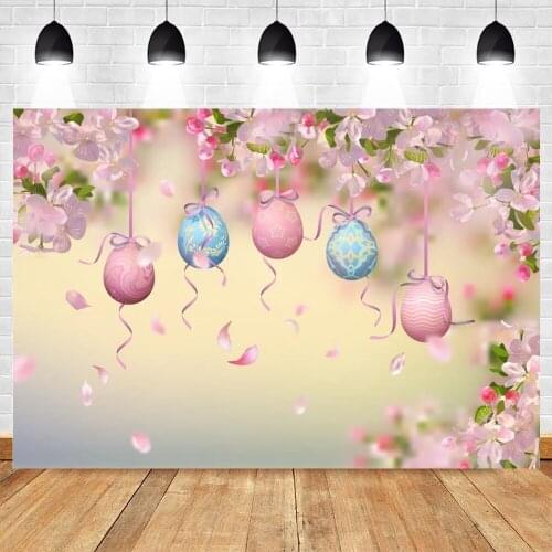Newborn Baby Shower Birthday Backdrops Photography Easter Ribbon Balloon Flower Photocall Background For Photo Studio Vinyl