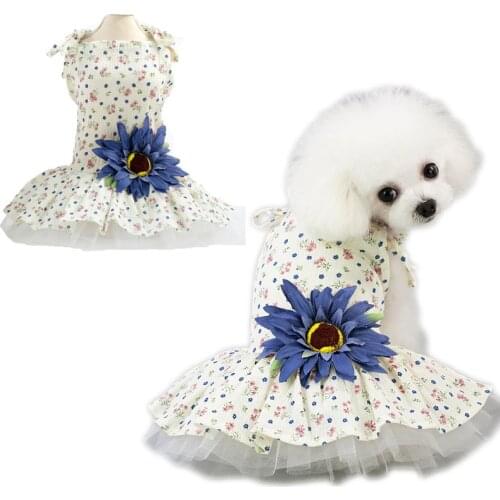Floral Sling Pet Clothes Dog Fancy Dress Summer Sleeveless Vest Dog Dress Tutu Skirt For Chihuahua Small Medium Dogs Princess XL