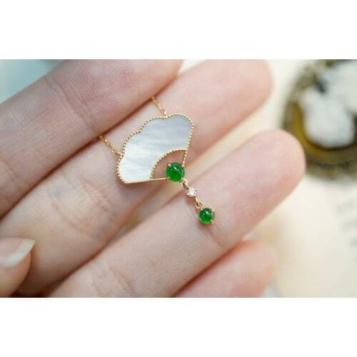 SX Solid 18K Gold 0.25ct Nature Green Emerald Gemstones Pendants Necklaces for Women Fine Jewelry for Women Gifts