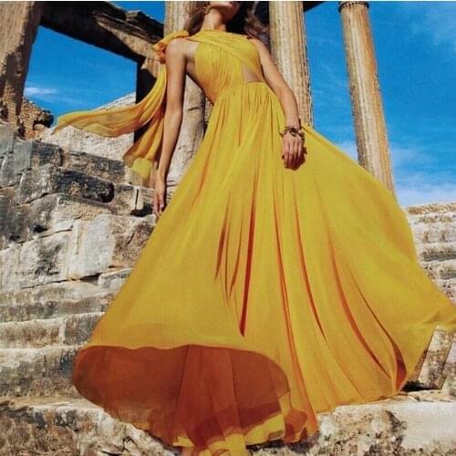Sexy Off Shoulder Sling Cross Dress Solid Chiffon Women Elegant Party Long Dress