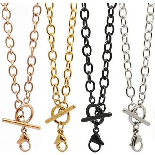 10PCS/Lot 18'' (45cm) Silver color/Rose gold/Gold 316L Stainless Steel Toggle Chain Floating Locket Pendant Necklace Wholesale
