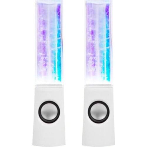 2PCS LED Light Speakers Dancing Water Music Fountain Light for PC Laptop for Phone Portable Desk Stereo Speaker