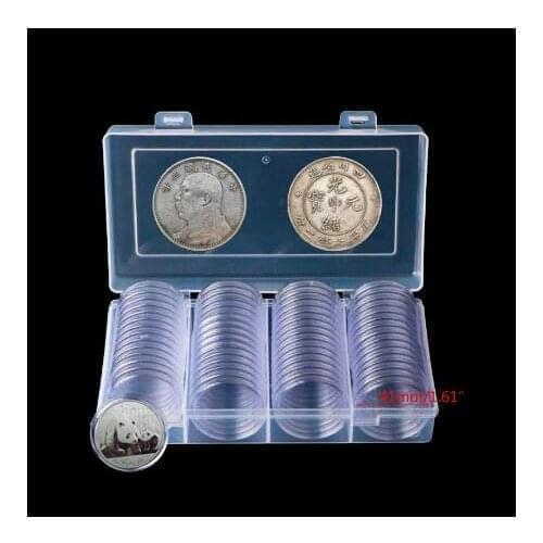 30sets Clear Round 41mm Direct Fit Coin Capsules Holder Display Collection Case With Storage Box For 1 oz American Silver Eagles