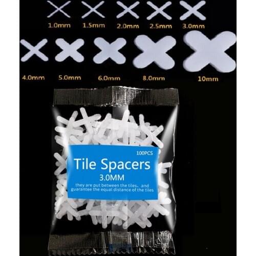 500PCS 1mm/2mm-6mm Plastic Tile Spacer Cross Tiling Ceramic Tilers Plumbers White Cross Clips For Reuseable Tile Leveling System
