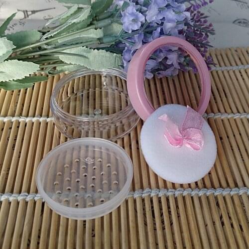 5g Pink Beauty Make Up Case Empty box Foundation BB Cream Jar Powder Case with Powder Puff & Grid with Clear Lid F006