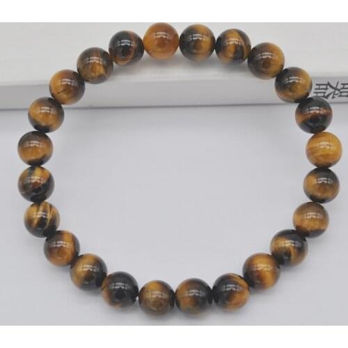 8MM Tigereye Round Beads GEM Bracelet Bangle Stretch 8 Inch Jewelry For Gift G568