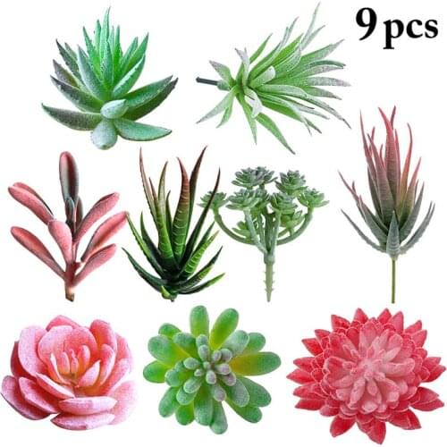 9pcs Lifelike Artificial Plant Set Creative Assorted DIY Fake Succulent Artificial Plant Photography Prop Home Decor Accessories