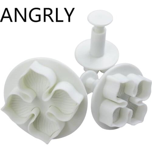 ANGRLY 3Pcs/Set Hydrangea Fondant Cake Decorating SugarCraft Plunger Cutter Flower Mold Cake Mold silicone mold makeup