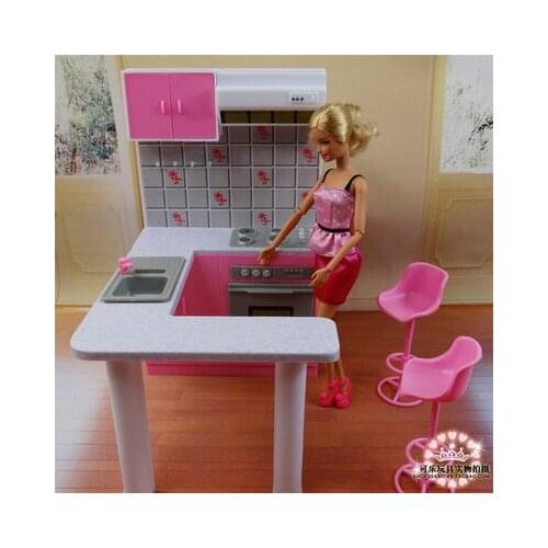 Free Shipping kitchen Girl birthday gift Play Set girl home toys doll Furniture for barbie doll