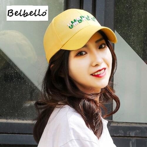 Belbello New style Two color Embroidery Baseball cap Mens womens solid Sun hat Bright silver wire cloth Leisure Hat