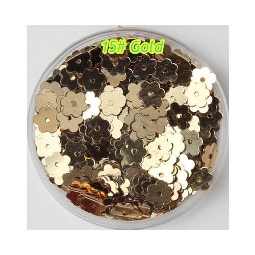 3000pcs/lot PVC Sequins 6mm Flower With 1 Center Hole Plum Blossom Flat Loose DIY Sewing Materials 15# Gold Confetti