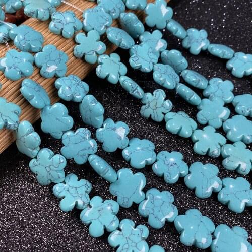 Natural Stone Amazonite Beads Flower Shape Turquoises Loose Beads DIY Accessories for Jewelry Making Necklace Bracelet 16x16mm