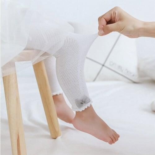 Toddler Girls Ruffle Bow Summer Leggings Kids Newborn Infant Cotton White Spring Lace Pants Child Cute Trousers Baby Accessories