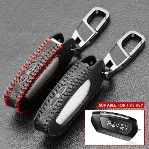 DXL4950 Leather Key Case Cover for Pandora DX-90BT DX-91Lora Russia Version Two Way Car Remote 2 Way LCD Remote Alarm Cover