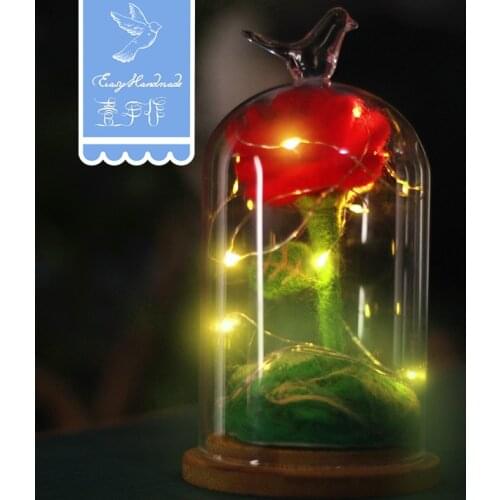 Easyhandmade Little Princes Rose Wool Felt DIY Package Rose Floral Non-Finished DIY Wool Felting Package