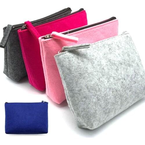 Felt Storage Bags Cosmetic Bag Travel Digital Cable USB Power Case Women Pouch Packaging Bags for Business Toiletry Electronics