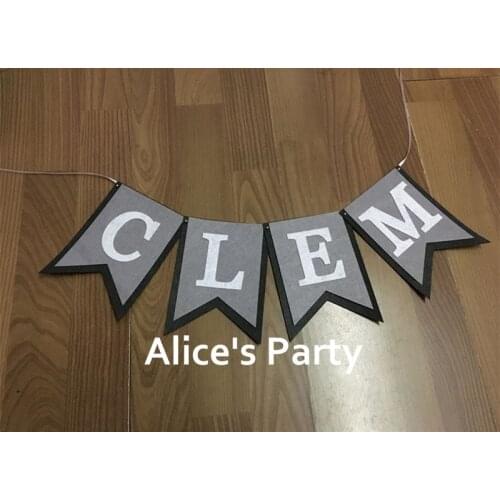 New Custom made Boy Name Banner Flag Deep Light Gray White Birthday Party Decoration Personalized Name Garland Photo Shoot Prop