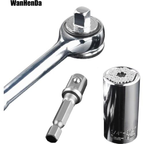 Wrench Bushing Set 7-19MM in 1Set Magic Spanner Grip Wrench Universal Socket Ratchet Wrench Fool inch Sleeve Piece