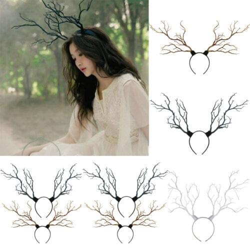 Deer Horn Headdress Antlers Fantasy Costume Fairy Fascinator Headpiece Festival Long Antler Tree Branches Headband Hair Hoop