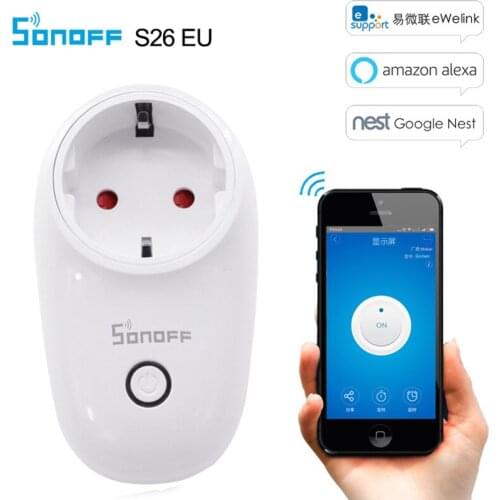 ITEAD SONOFF S26 EU Smart Socket Wifi Wireless APP Remote Power Socket Timer Switch for Amazon Alexa Google Home Plug Smart Home