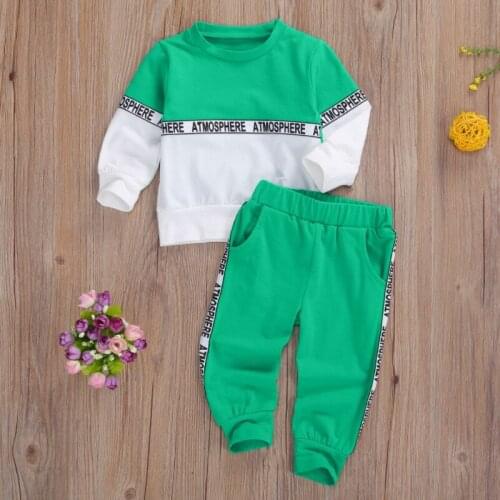 2PCS Toddler Baby Boy Girl Clothes Set Long-Sleeved Letter Print Top + Long Trousers Spring Autumn