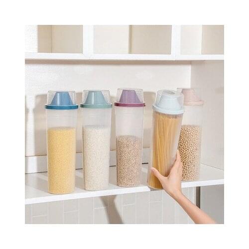 Creative transparent tape measuring cup pour material storage tank noodles receive kitchen grain seal box condiment content box