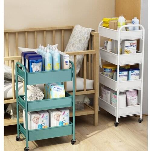 Kitchen shelf floor multi-layer trolley household mobile snack rack bathroom bedroom storage rack