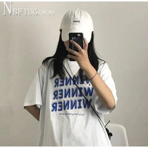 Summer New Alphabet Printed Short Sleeve Women T Shirt Students Korean Female Tee Shirts