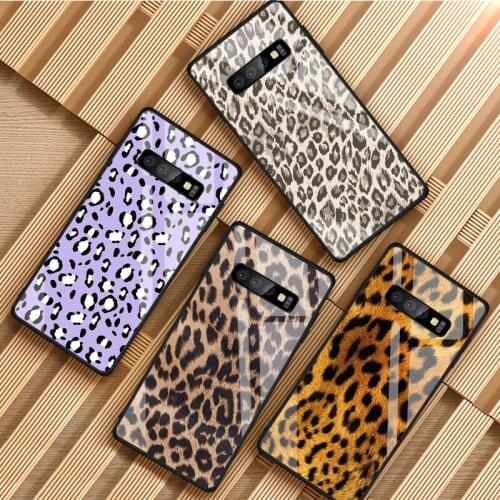 Fashion Leopard fur Tempered Glass Phone Case For Samsung Galaxy S8 S9 S10 S20 PLUS J8 J6 J4 2018 NOTE 8 9 10 Cover Shell