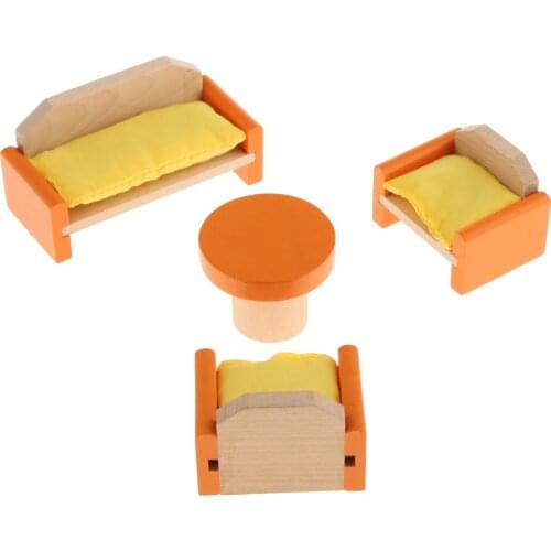 Modern Living Room Furniture Set Dollhouse Miniature Christmas Wooden Toy