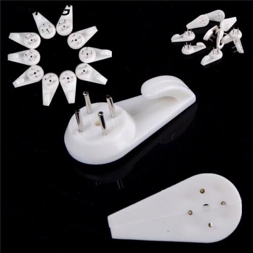 JETTING 10pcs/lot White Plastic Invisible Wall Mount Photo Picture Frame Nail Hook Hanger Wholesale