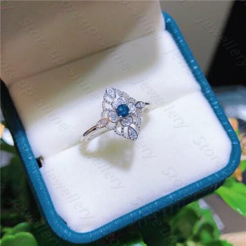New natural sapphire ring, 925 silver womens ring, simple and lovely