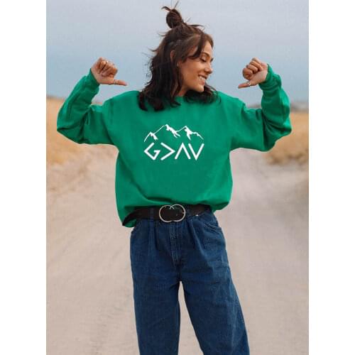 Sweatshirt God Is Greater Than My Highs And Lows New Arrival Funny Casual 100%Cotton Faith Tops Inspirational Mountains Clothes