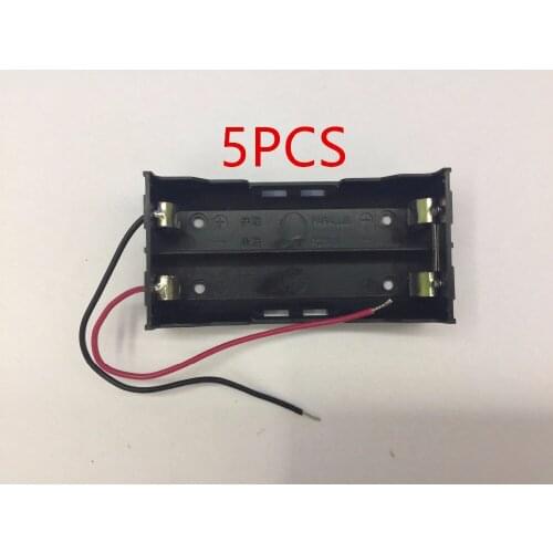 Wholesael 5Pcs/Lot Plastic Clip Battery Holder Case 2*18650 Battery With Red&Black Wire Leads For Lithium Battery 2 x 18650