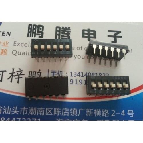 Original new 100% DIP 6-bit code pulling switch 6p piano key dial switch TSD06 foot distance 2.54MM